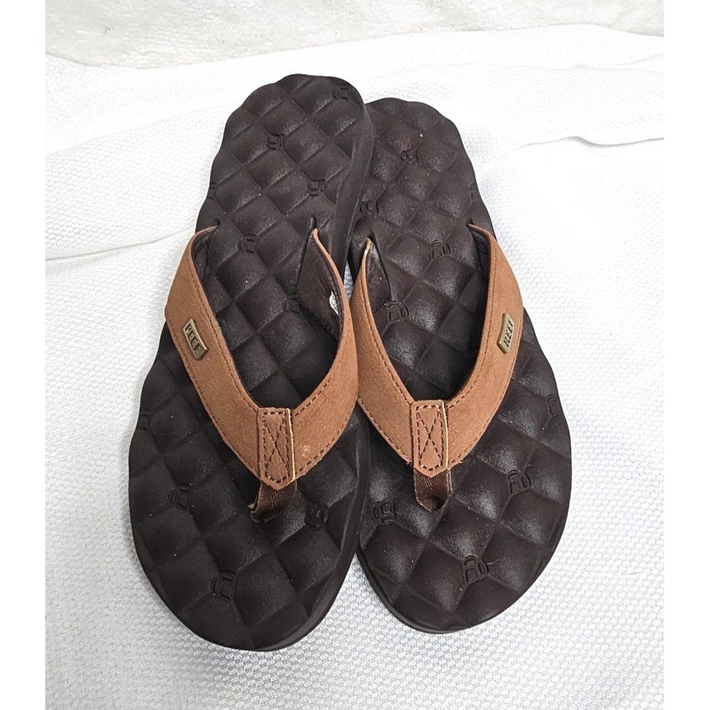 Reef Dreams Flip Flops 8 Brown Tan Quilted Footbed Sandals